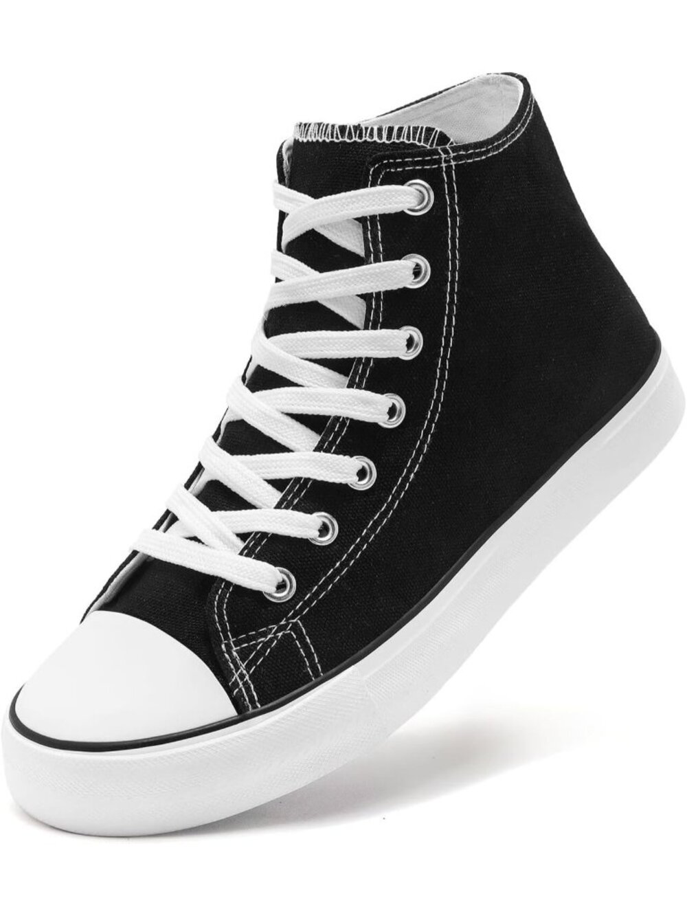 Women's Black High Top Canvas Breathable Comfortable Lace Up Casual Sneakers